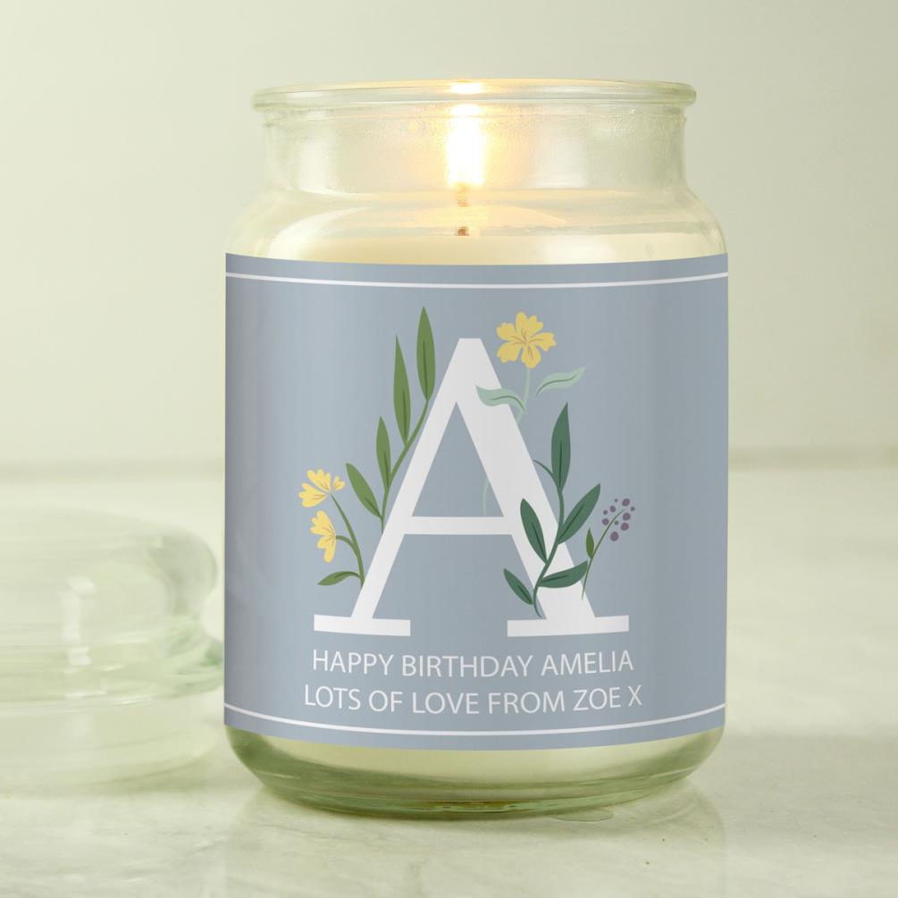 Personalised Floral Initial Candle Jar Extra Image 2